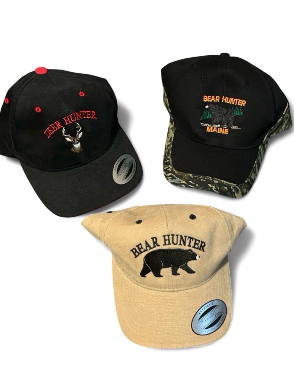 Lot of 3 Hunting Hats Bear & Deer Hunter Caps